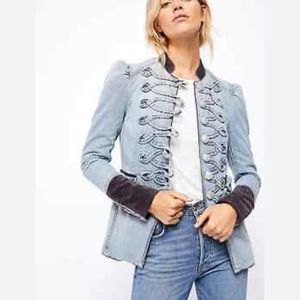 Free People Blue Military Style Jacket